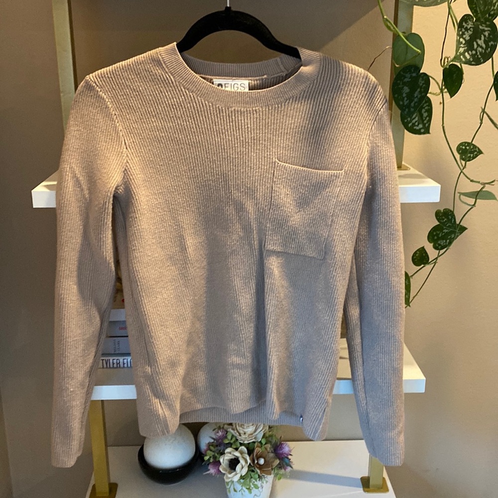 Figs camel colored ribbed sweater size xs